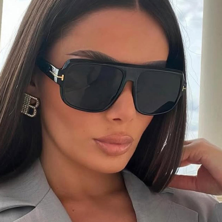 Damen modische quadratische Sonnenbrille mit trendigem Schildkrötenmuster Karnz