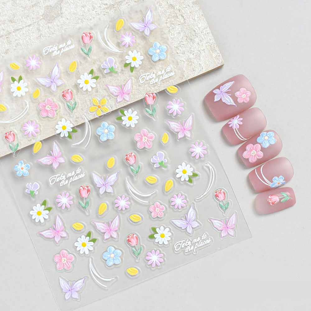 Floral- und Schmetterling-Nagelkunst-Aufkleber-Set