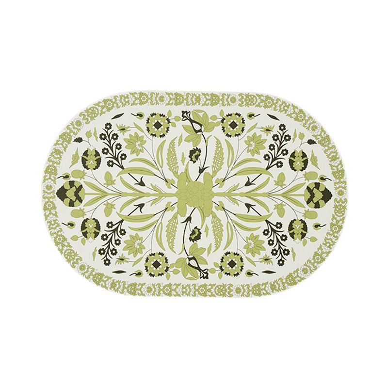 Ovales Tischset aus abwischbarem Baumwoll‑Leinen‑Mix mit detailreichem Blumenprint
