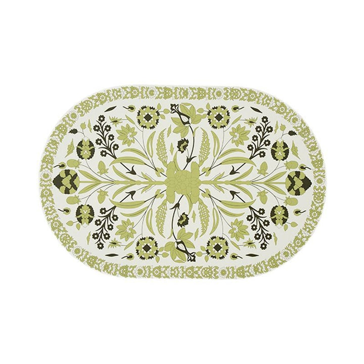 Ovales Tischset aus abwischbarem Baumwoll‑Leinen‑Mix mit detailreichem Blumenprint