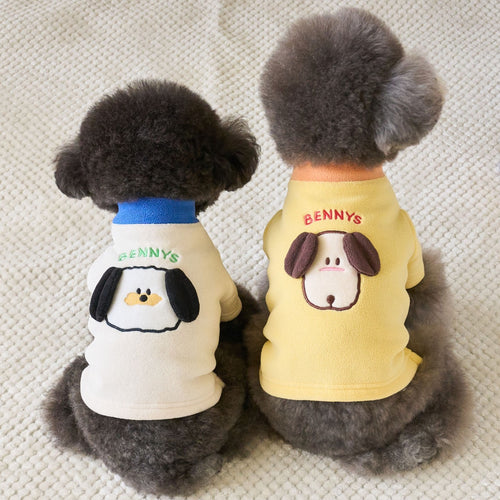 Plüsch-Fleece-Hundepullover mit gesticktem Affenpatch