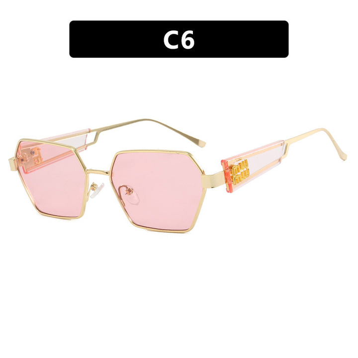 Damen hexagonale Sonnenbrille mit elegantem Metallrahmen und schützenden Gläsern Karnz