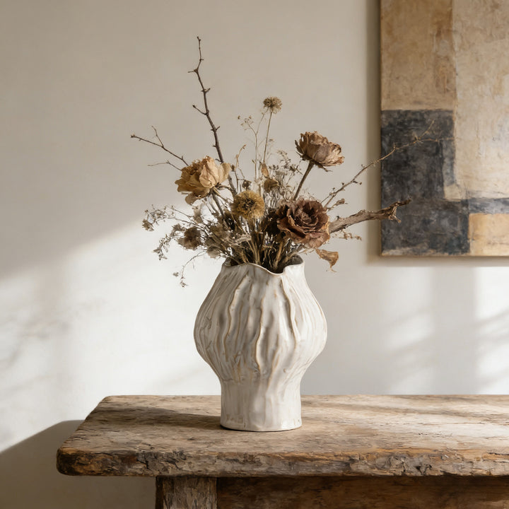Handgemachte Texturierte Keramische Skulpturale Vase