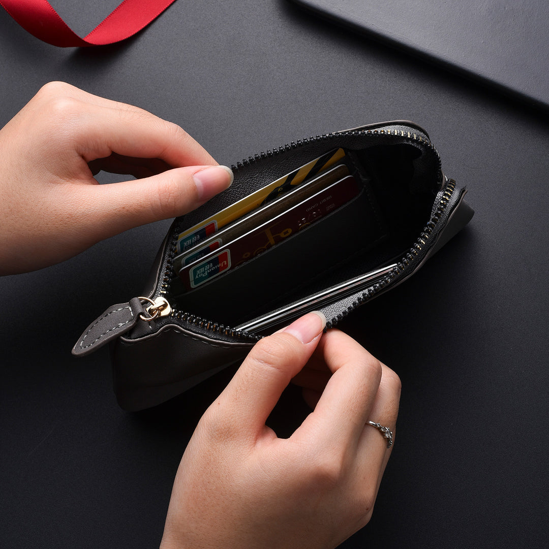 Premium Leder Reißverschluss Geldbörsen Organizer Karnz