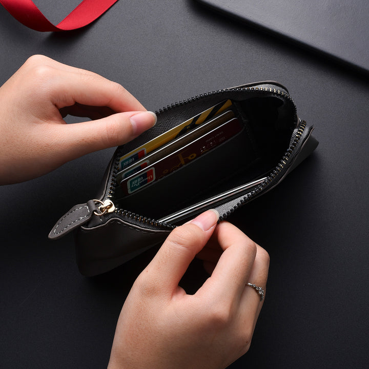 Premium Leder Reißverschluss Geldbörsen Organizer Karnz