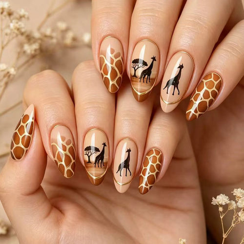 Kunstnägel mit Tiermotiv und Giraffen-Design Karnz