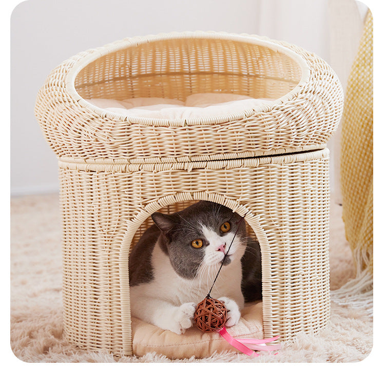Gemütlicher Katzenkorb mit Spielball Karnz