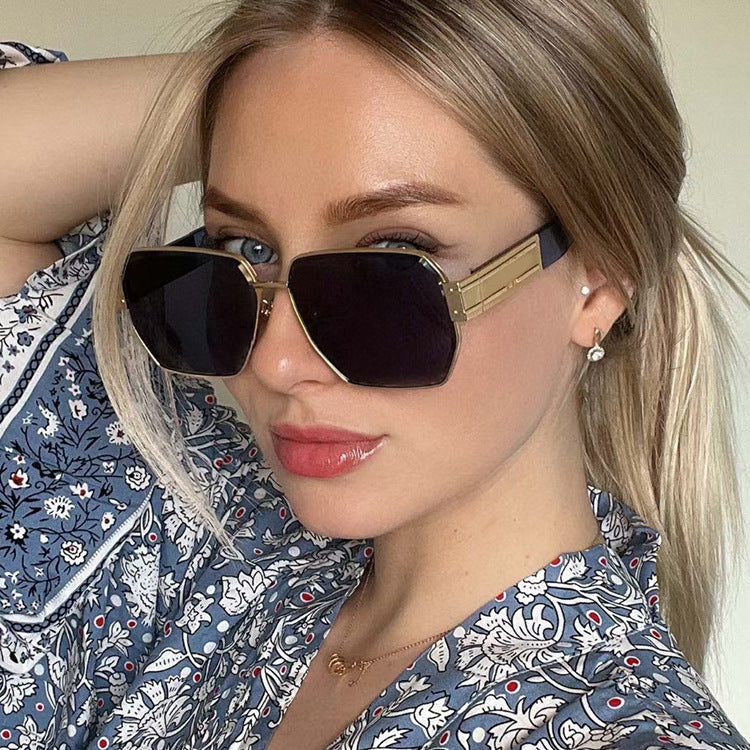 Damen elegante Sonnenbrille mit markantem Geometrie-Rahmen Karnz