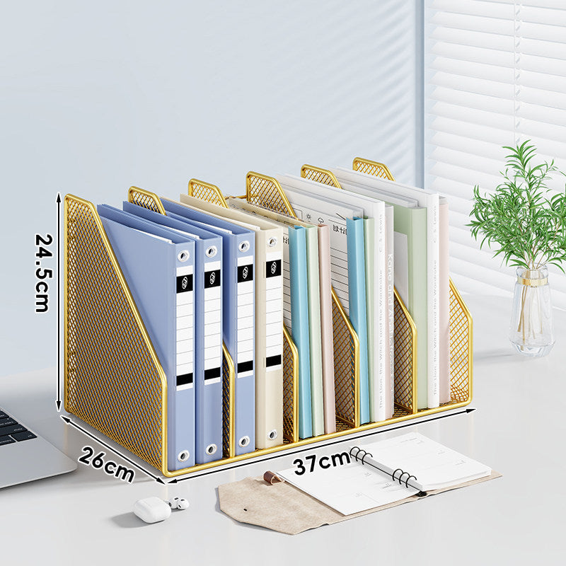 Mesh Desktop Vertical File and Folder Organizer Rack mit breiten Fächern und rutschfestem Sockel