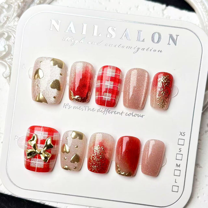 Stylisches festliches Press-On-Nagelset