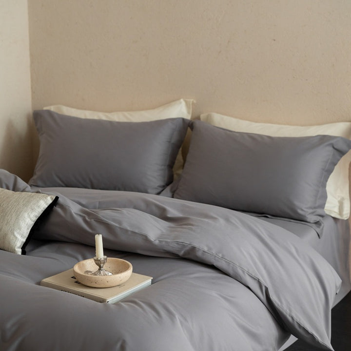 Premium-Baumwollsatin-Bettwäsche-Set mit weichem Hotelverschluss