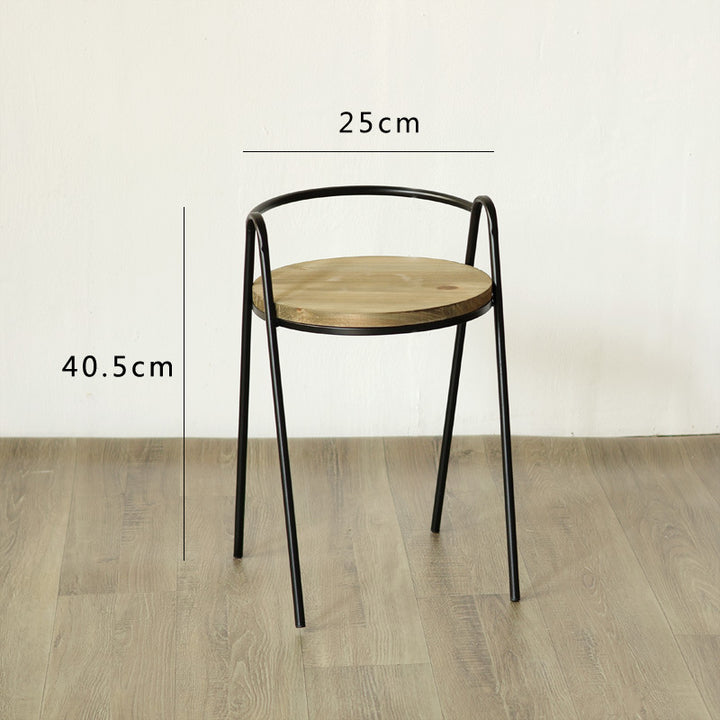 Moderner Hocker mit Holzsitz und Metallgestell Karnz