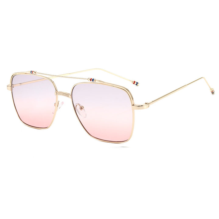 Damen modische geschwungene Brille mit schmalem Metallrahmen Karnz