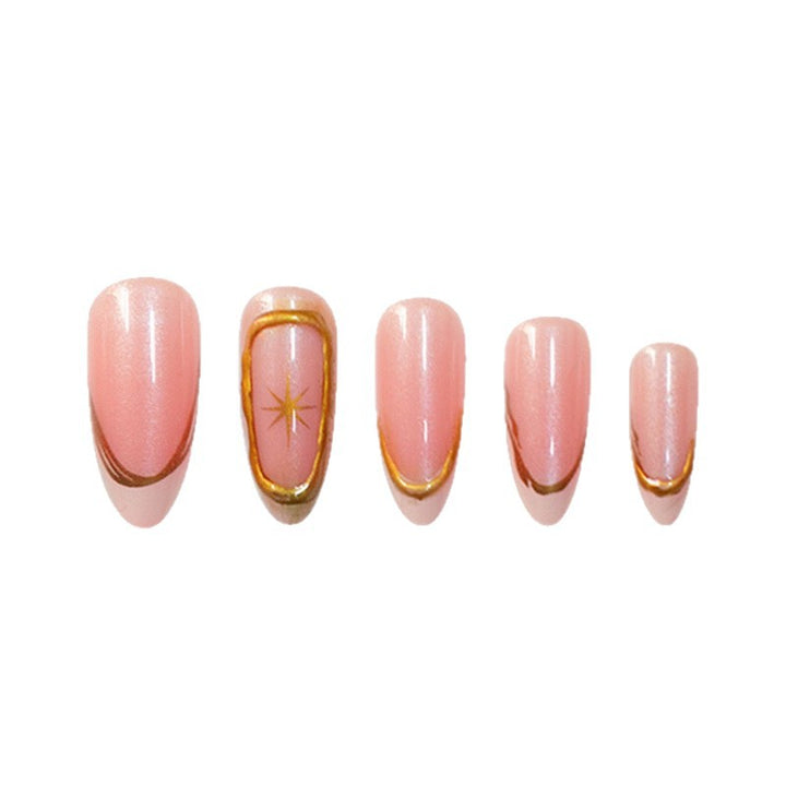 Premium glitzernde French Tip Press-On Nägel mit goldenen Akzenten Karnz