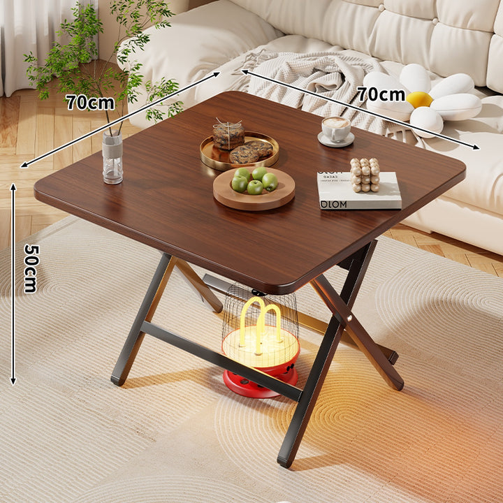Marmor-Effekt Klappender Quadratischer Kaffeetisch mit X-Rahmen Metallbeinen
