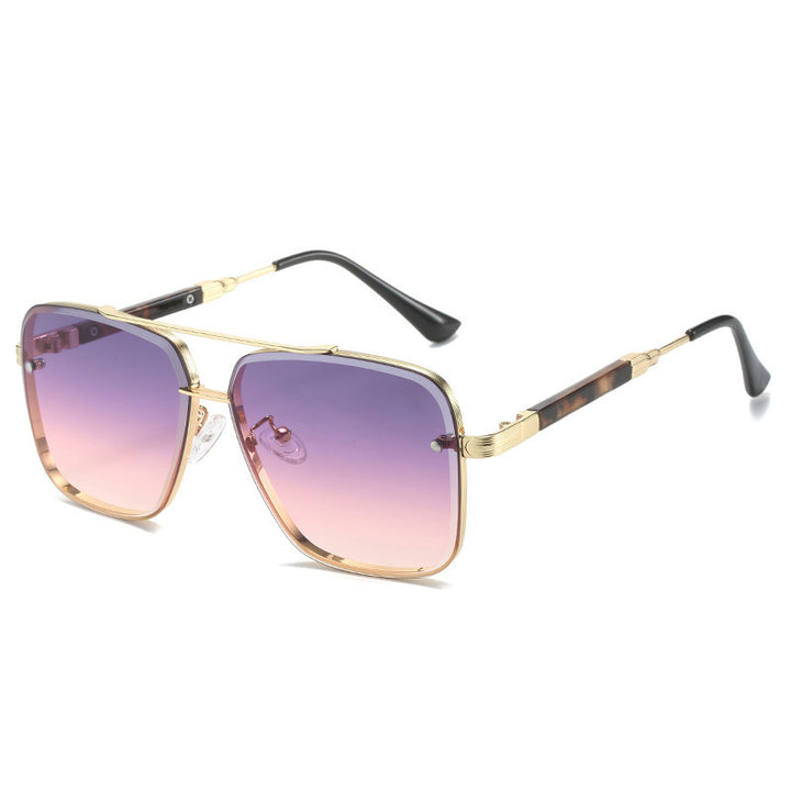 Damen Geometrische Oversize-Sonnenbrille mit filigranem Metallrahmen Karnz