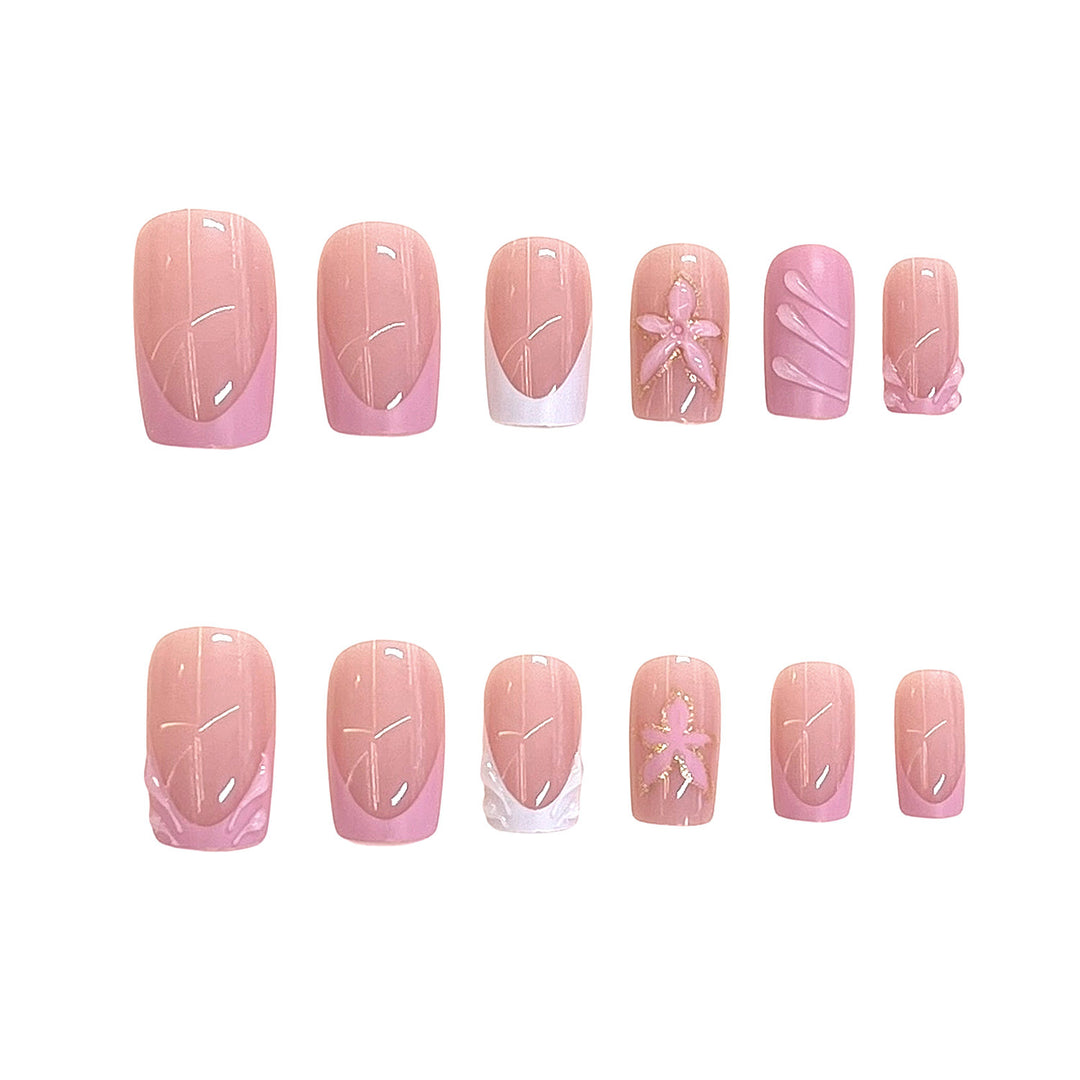 Elegantes Blumendesign Press-On-Nagelset Karnz