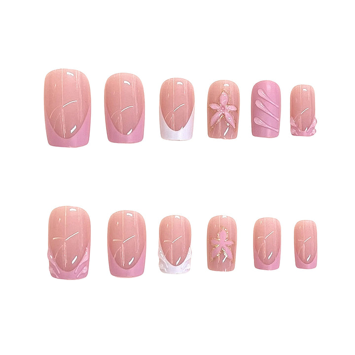 Elegantes Blumendesign Press-On-Nagelset Karnz