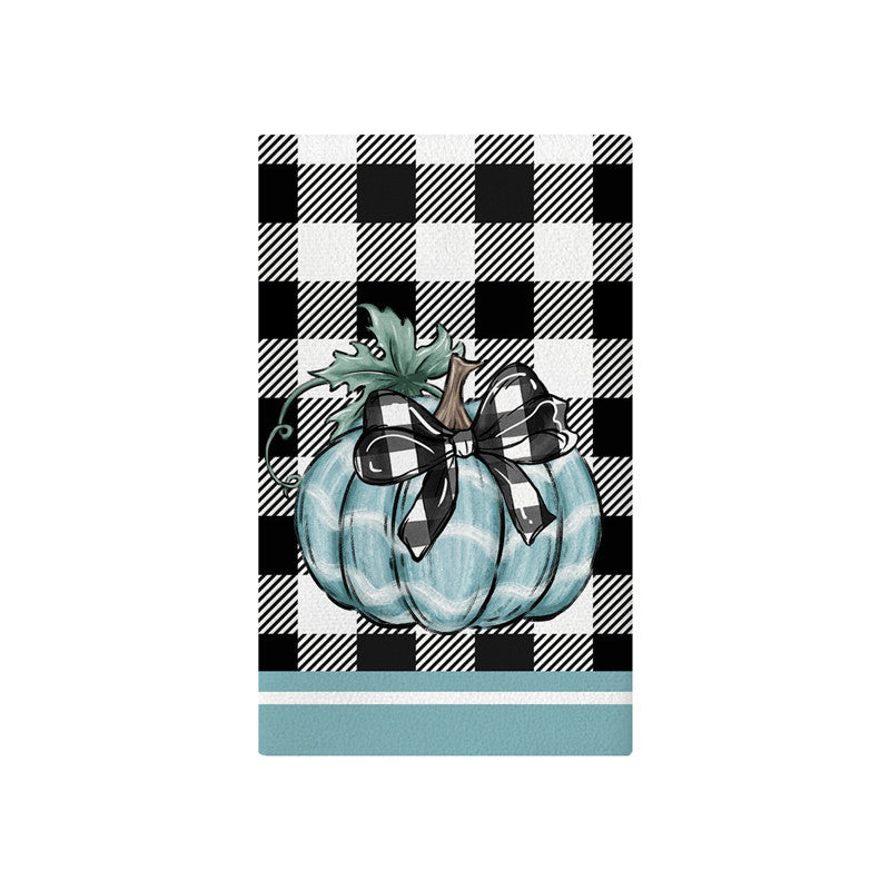 Vertikales Büffel-Karierter Herbstgarten-Banner mit bemalter Kürbis-Illustration