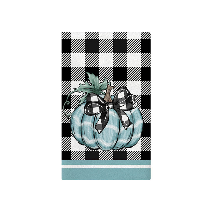 Vertikales Büffel-Karierter Herbstgarten-Banner mit bemalter Kürbis-Illustration