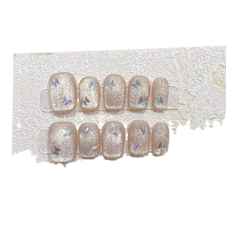Glitzerndes Press-On-Nagel-Set mit Stern-Akzenten Karnz