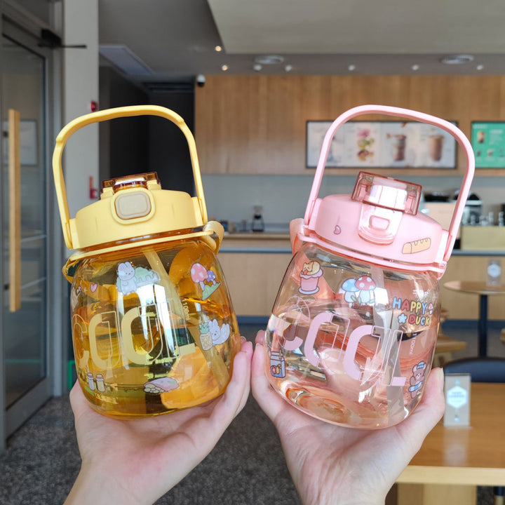 Damen farbenfrohe und auslaufsichere Trinkflasche mit ergonomischem Tragegriff Karnz