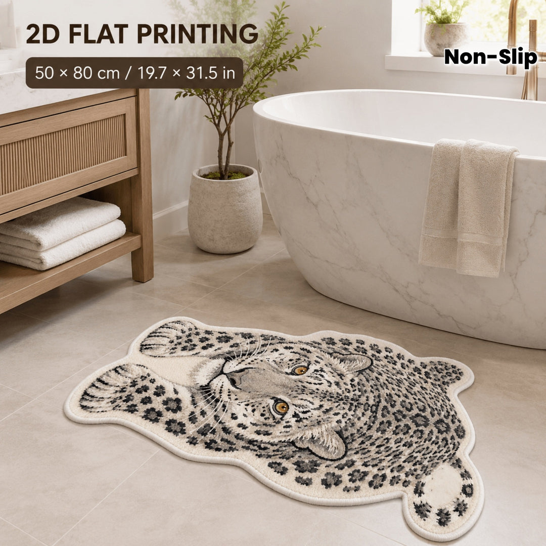 Rutschfeste Badezimmermatte im Lederlook mit Leopardenmuster