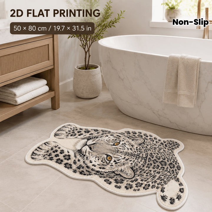 Rutschfeste Badezimmermatte im Lederlook mit Leopardenmuster