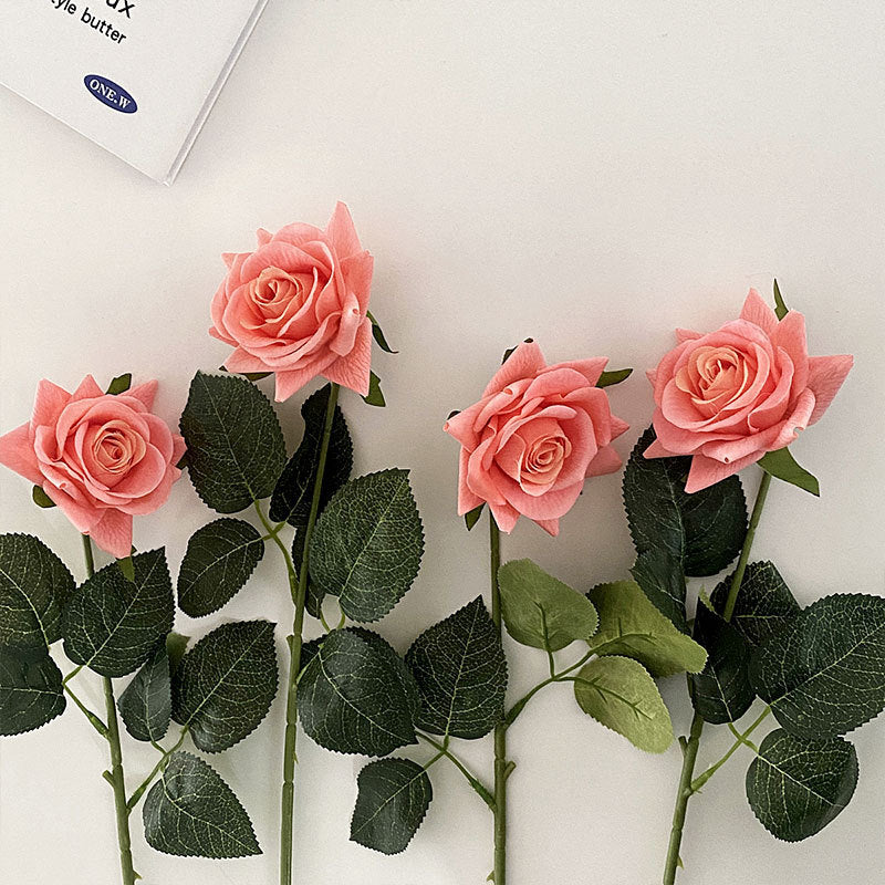 Künstliche Seidenrose mit Blättern Karnz