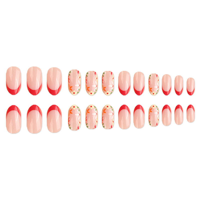 Floral Französische Spitze Falsche Nagelkunst Karnz