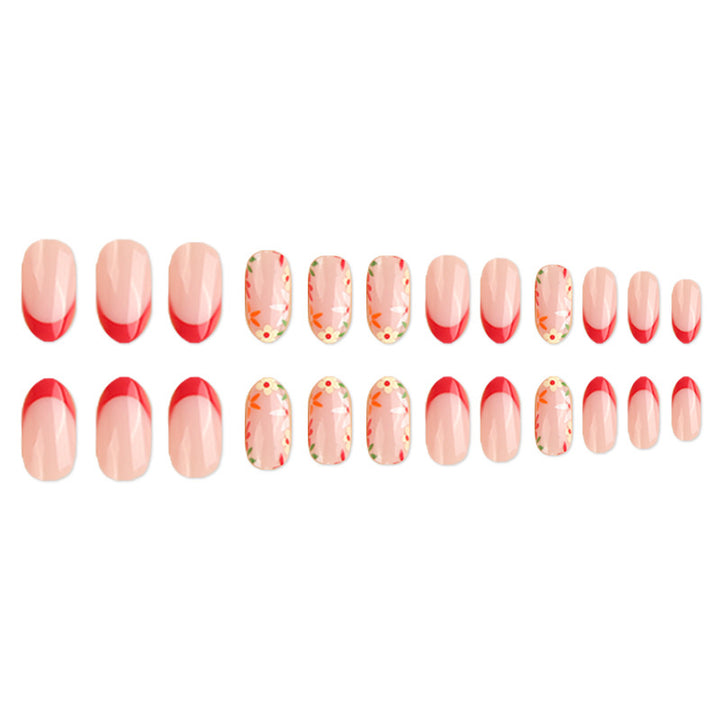 Floral Französische Spitze Falsche Nagelkunst Karnz