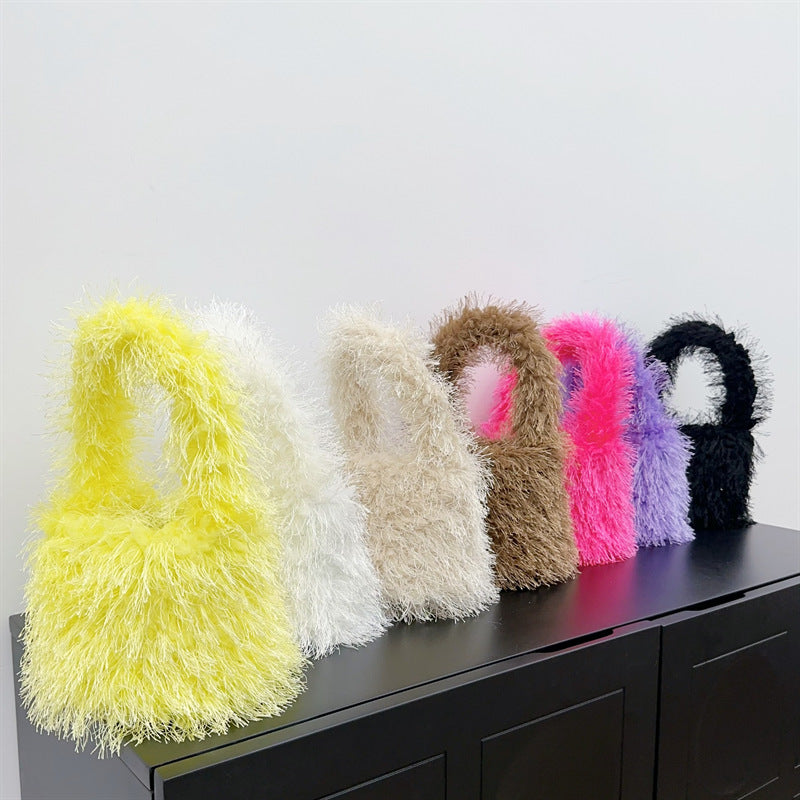 Texturiertes Kunstfell-Handtasche