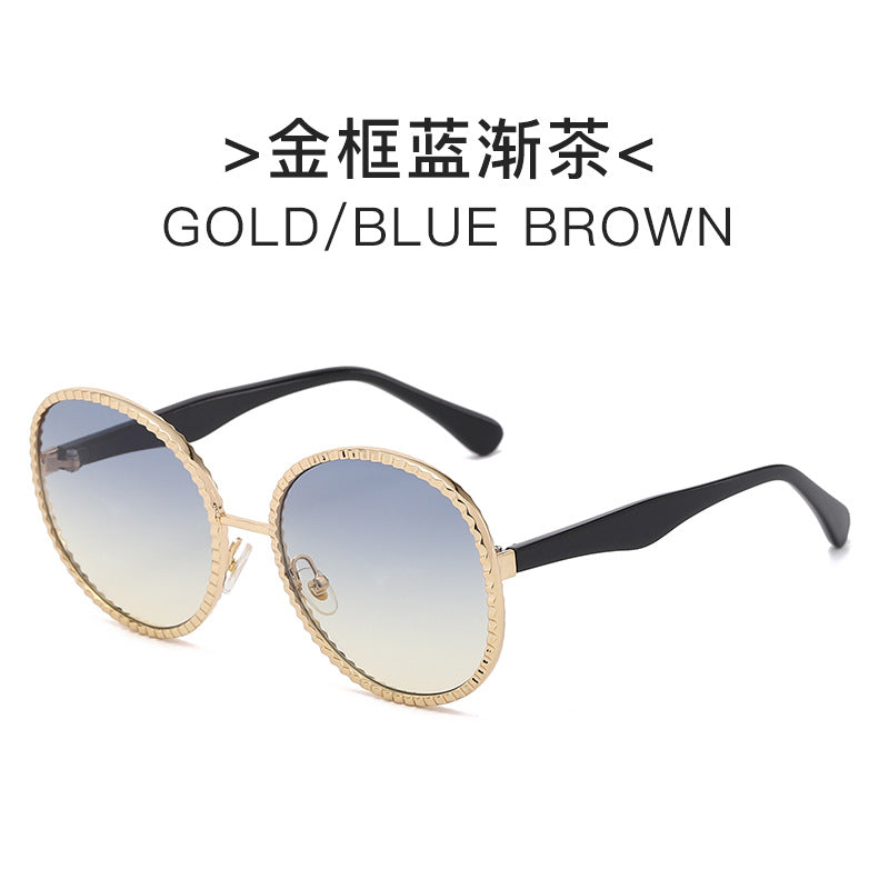 Damen elegante oversized Sonnenbrille mit gewebtem goldenen Rahmen Karnz