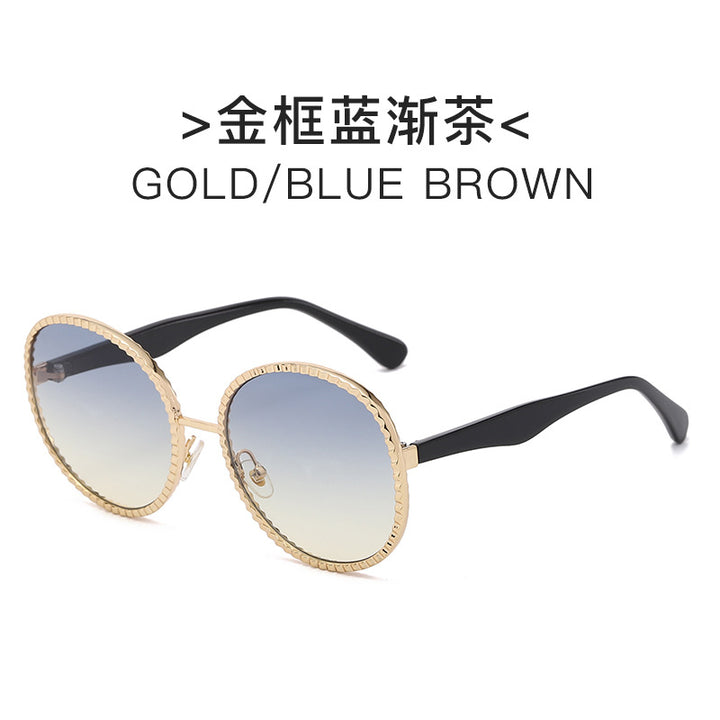 Damen elegante oversized Sonnenbrille mit gewebtem goldenen Rahmen Karnz