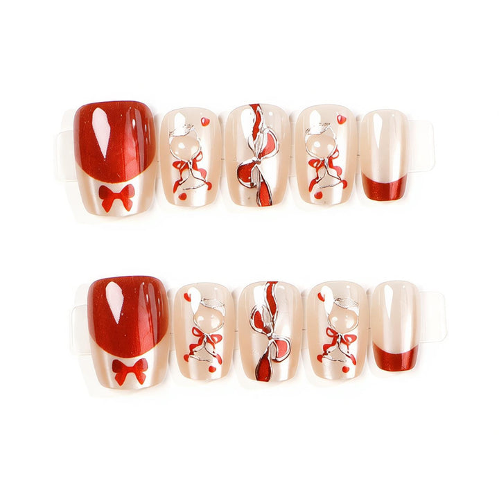 Dekoratives Press-On-Nagelkunst-Set mit Banddesign Karnz