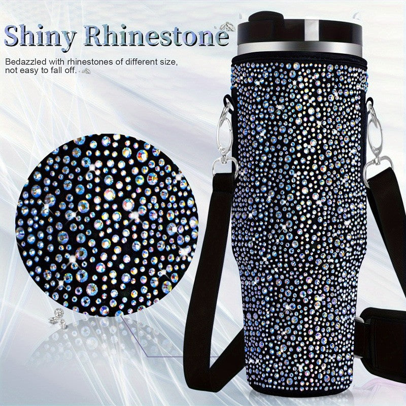 Damen trendige und glitzernde Trinkflasche mit Umhängetasche Karnz