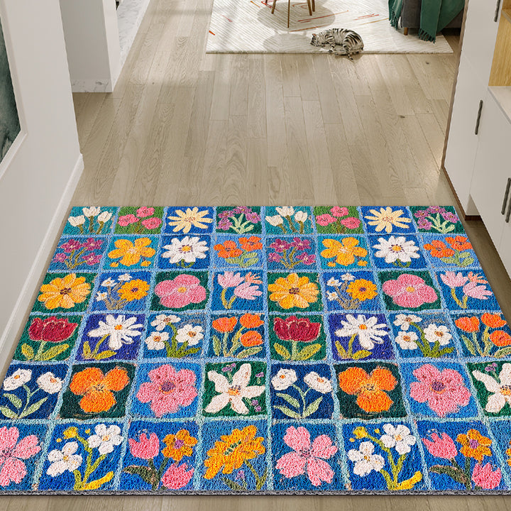 Buntes Florales Patchwork-Teppich Karnz