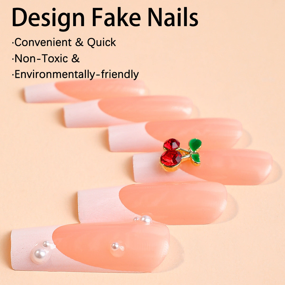 Kunstnagelset mit eleganten 3D-Verzierungen und Perlenakzenten Karnz