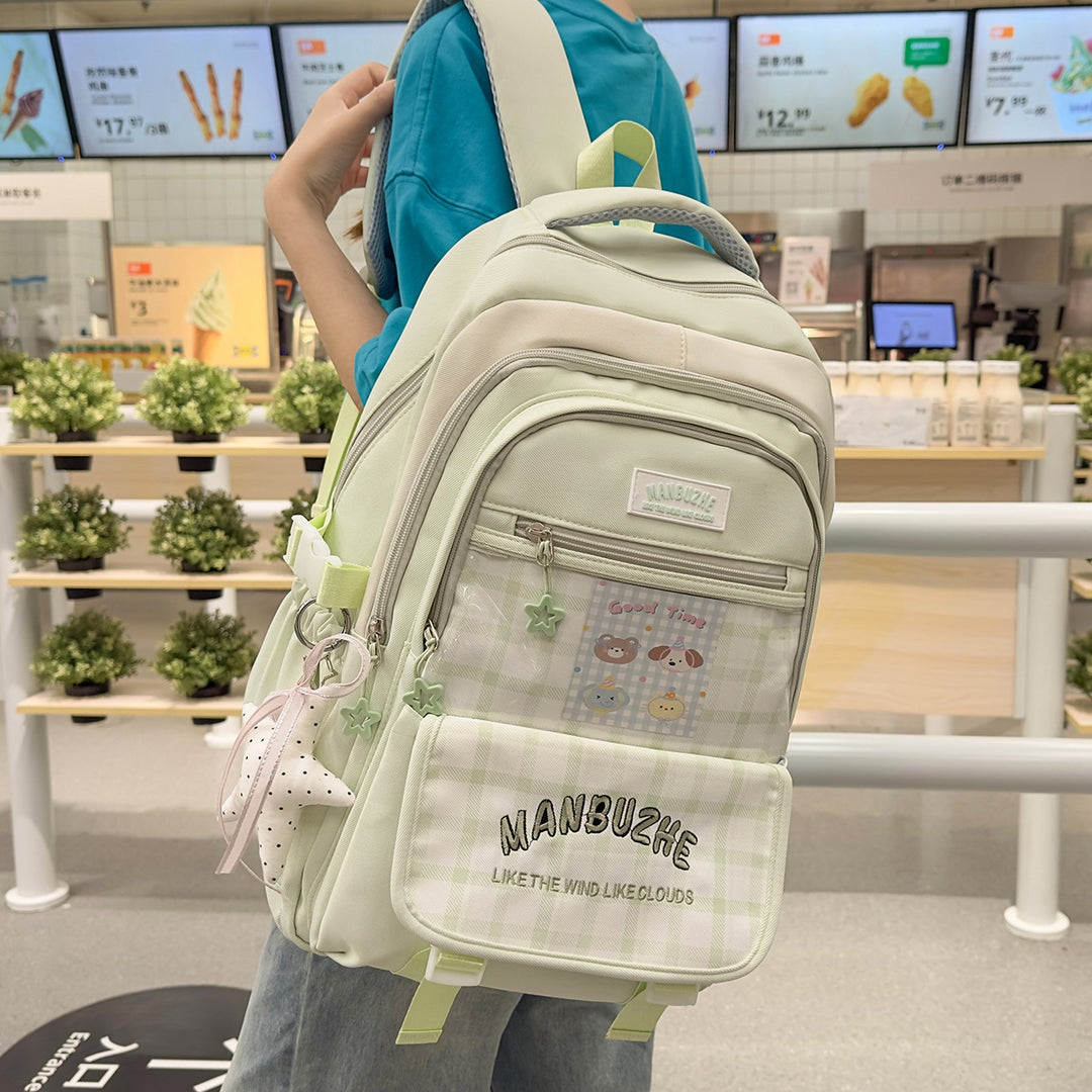 Trendiger geräumiger Rucksack mit transparenter Tasche Karnz