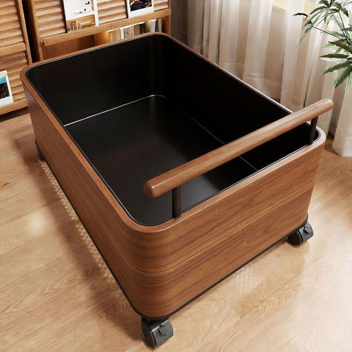 Rolling Woodgrain Aufbewahrungsbox mit Metallgriffen und verriegelbaren Rollen