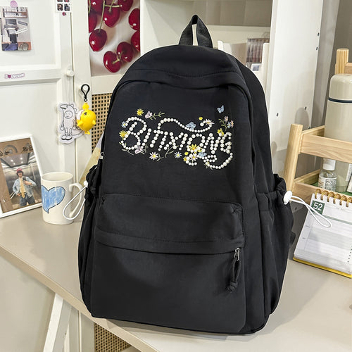 Bestickter Blumenmuster-Rucksack