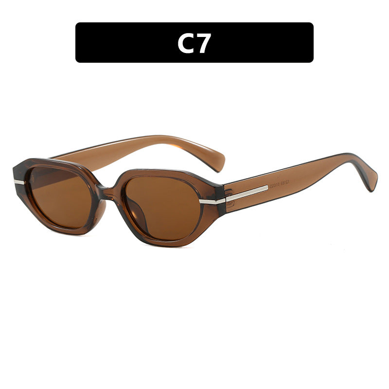 Damen stilvolle geometrische Sonnenbrille mit verspiegelten Gläsern und einzigartigem Rahmen Karnz