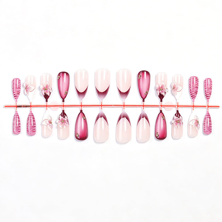 Premium Künstlerischer Press-On Nail Set mit Floral- und Ombre-Design Karnz