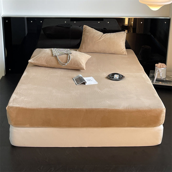 Samtvelours-Spannbettlaken mit extra tiefem Bund und elastischem Rundumgummi