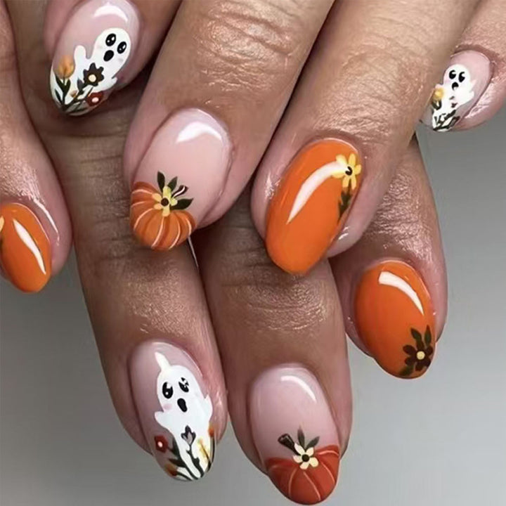 Gruselige Kürbis- und Gespenster-Nagelkunst-Set