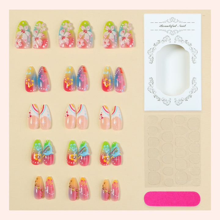 Künstlerisches Floral Press-On Nail Art Set Karnz