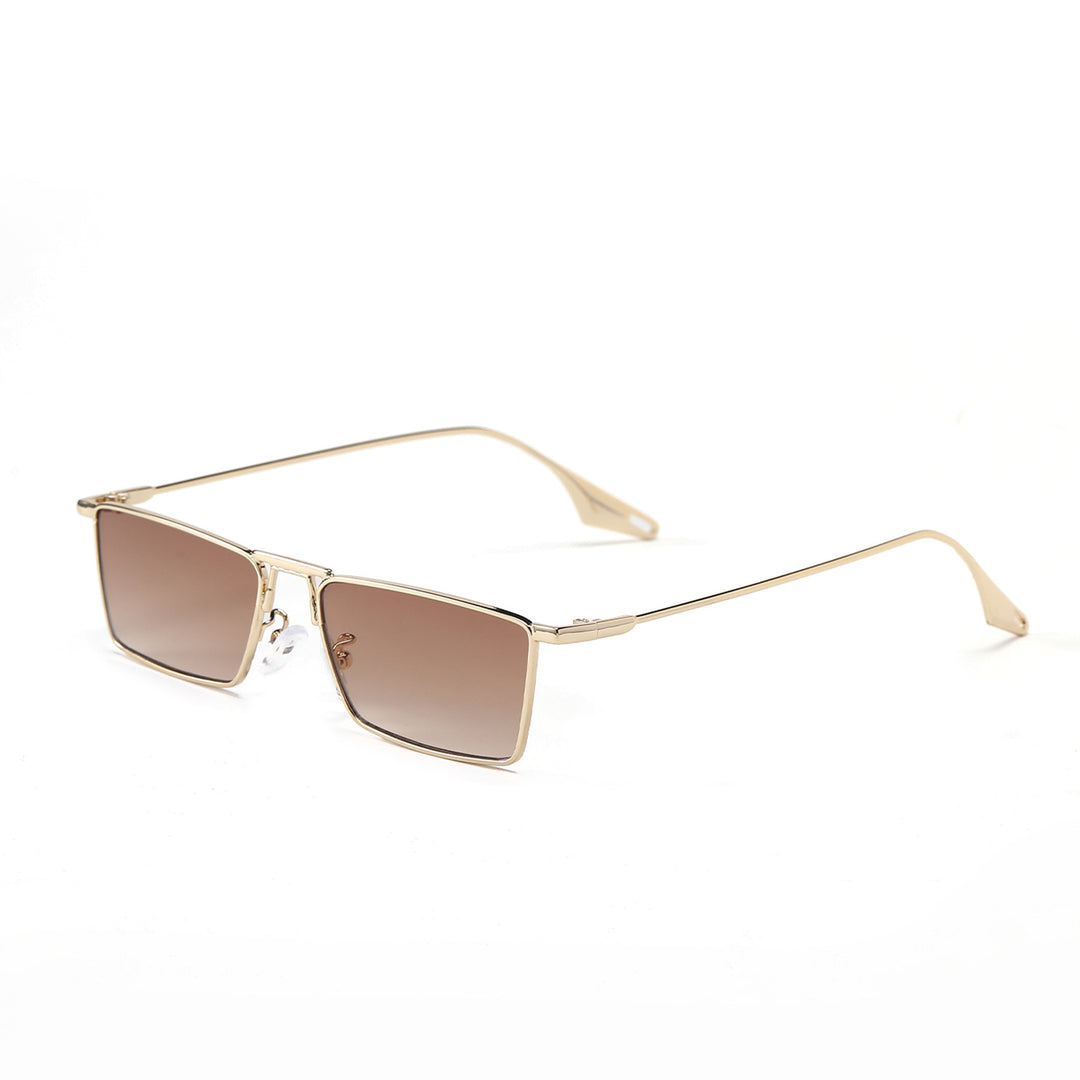 Damen elegante quadratische Sonnenbrille mit schmalem Metallrahmen und UV-Schutz Karnz
