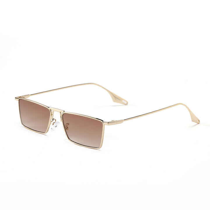 Damen elegante quadratische Sonnenbrille mit schmalem Metallrahmen und UV-Schutz Karnz