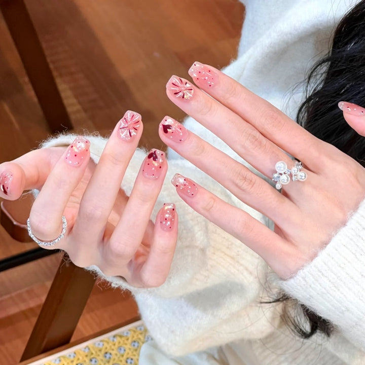 Künstlerisches Floral Press-On Nageldesign Karnz 1787394846