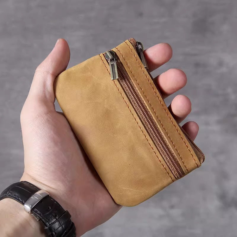 Kompakte Leder Reißverschluss-Münztasche Karnz